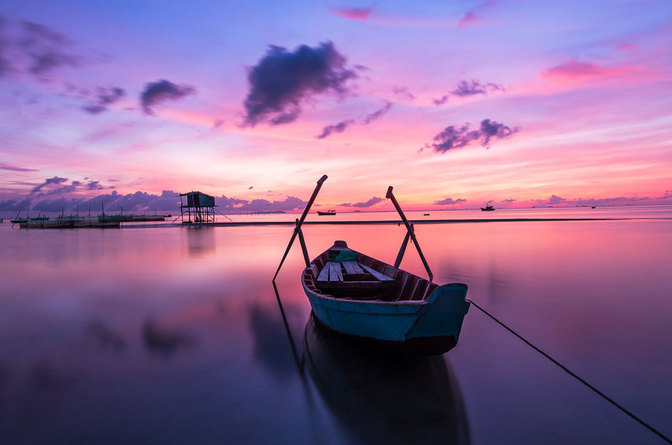 Sonnenuntergang vor der Paradiesinsel Phu Quoc (Vietnam im Mai)